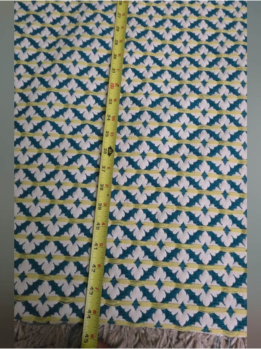 4/$67 Deal! Blue, Green, White Geometric Cotton Fabric Panel - Picture 4 of 14